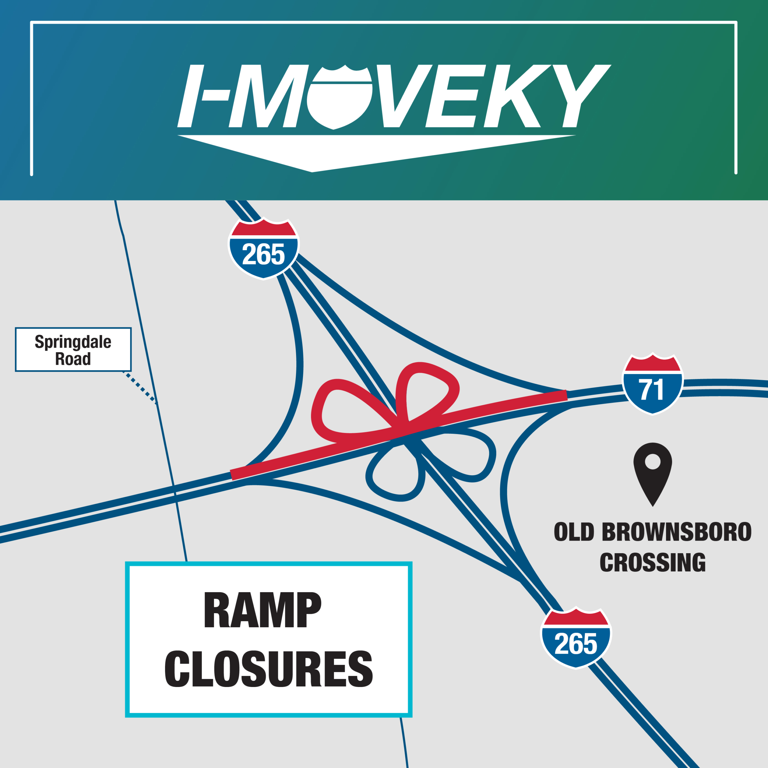 Map showing ramp closures on I-71 South
